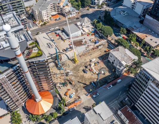 Aerial photo of a residential building site