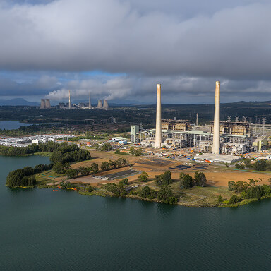 Aerial photo of a power plant